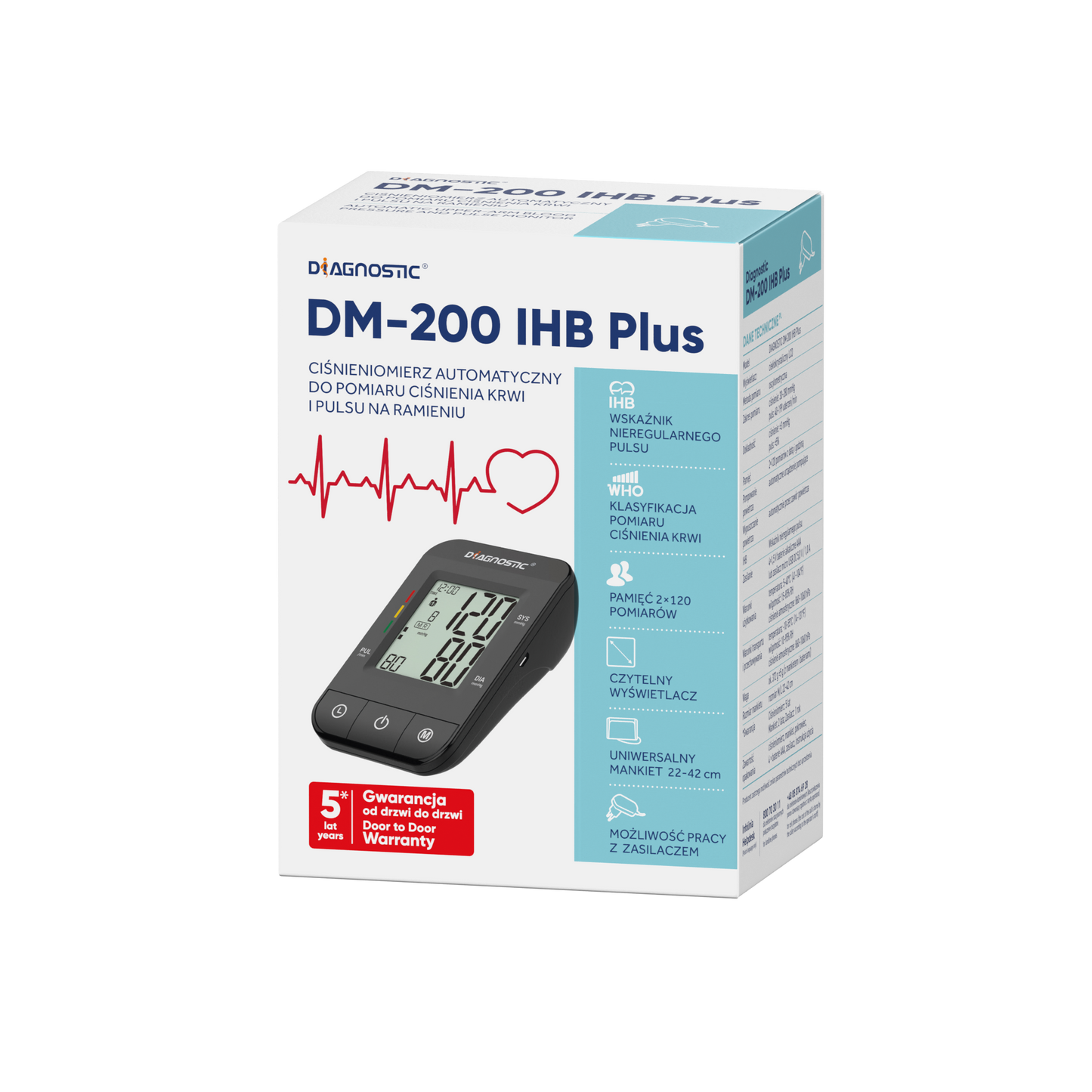 Diagnostic DM-200 IHB PLUS ciśnieniomierz automatyczny naramienny do pomiaru ciśnienia krwi i pulsu
